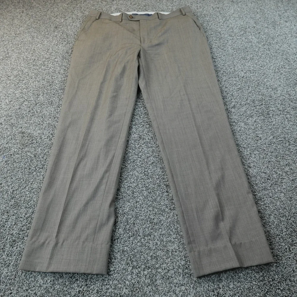 Ralph Lauren Pants Mens 38X34 Beige Wool Chino Trouser Dress‎ Slacks Flat Front